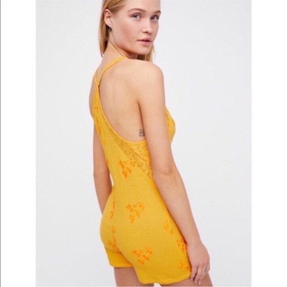 NWT Free People Yellow Lace Romper - Picture 4 of 4